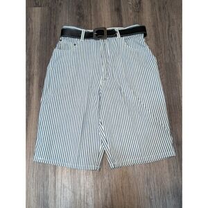 VTG‎ 90s Limited Jeans Striped Shorts With Belt Size 10 Blue/White Cotton denim